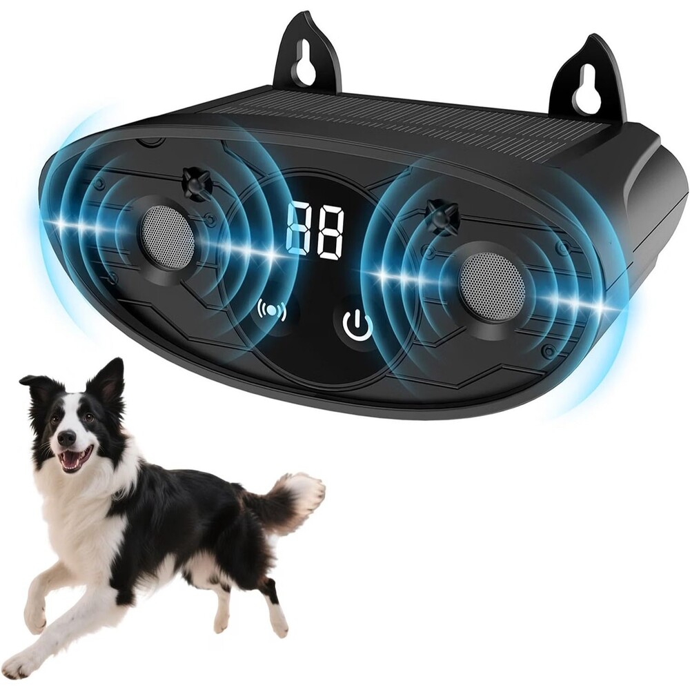 2 Pack Solar Ultrasonic Bark Deterrent Device for Dogs